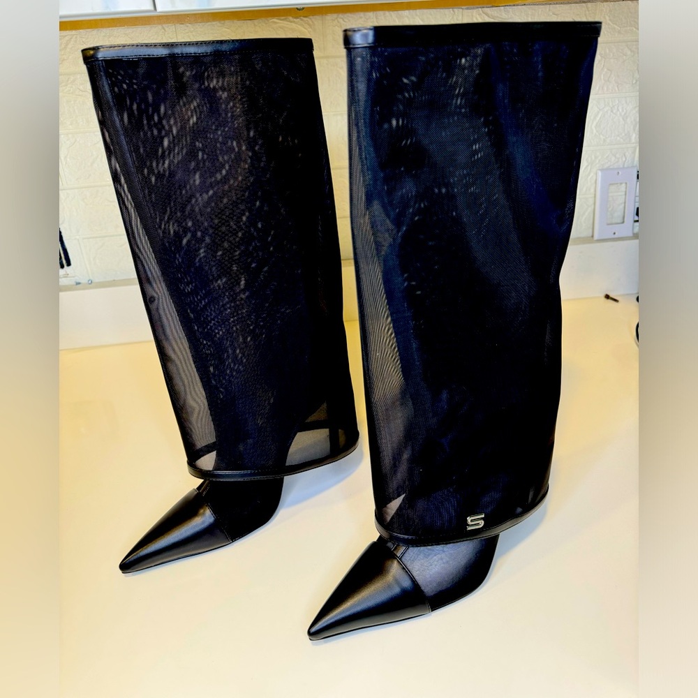 Mesh Fold Over Boots
